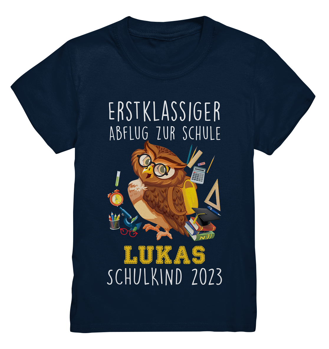 Kindershirt "Eule" Schulkind 2024, Datum und Name personalisierbar